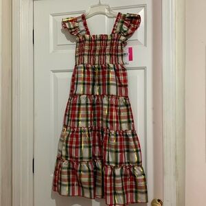 Girls smocked tiered holiday dress